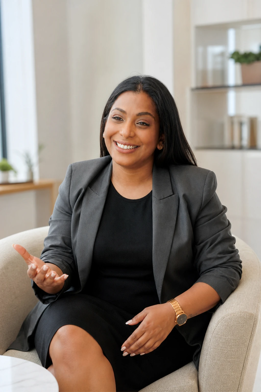 Gauri Katuwawala speaking with a client